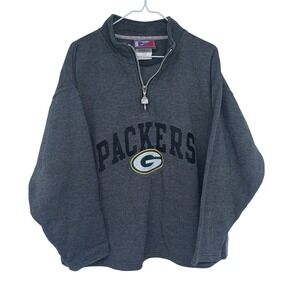 Vintage 90s Green Bay‎ Packers 1/4 Zip Sweatshirt Large Pro Player Embroidered